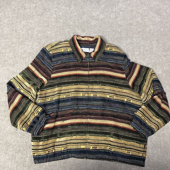 Vintage Alfred Dunner Striped Jacket 20 Western‎ Zip Boho Artsy Woven - Picture 1 of 6